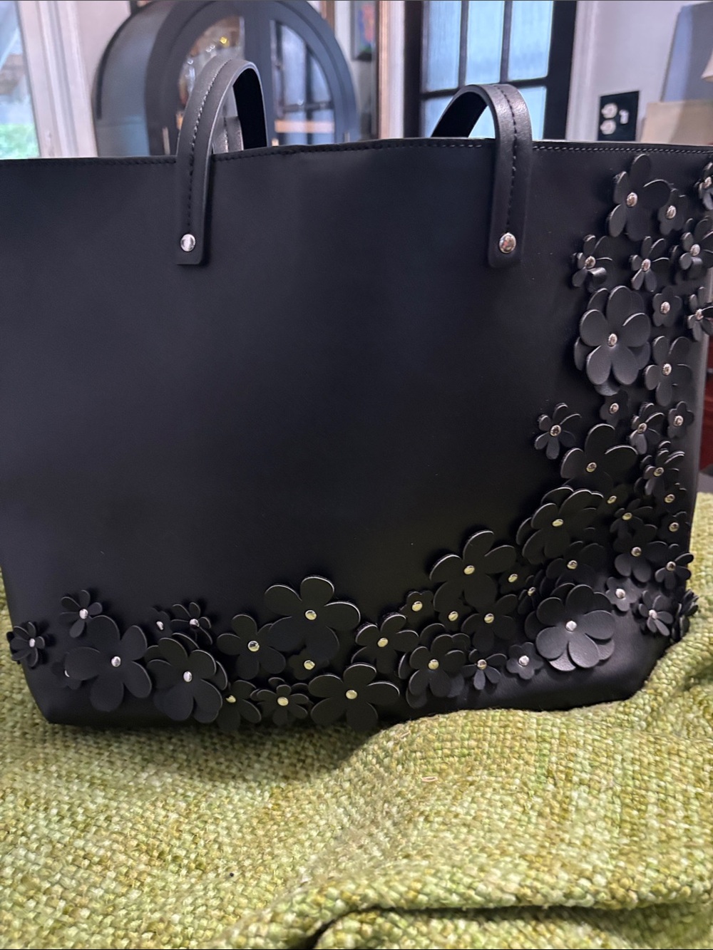 Chelsea 28 Nordstrom Black Floral Appliqué Tote Bag